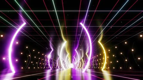 Neon Line Tunnel E1B6 Vídeos de archivo 238846170