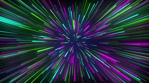 Neon line zoom meteor space ping green blue purple cyber punk theme Stock Footage 241378360