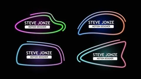 Neon linear Modern Bright Lower Third set of four name templates Stock Illustration