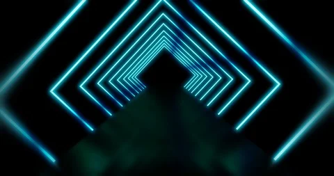 Neon lines abstract tunnel or glowing path a matrix of light - 4K loop Stock Footage 121034476