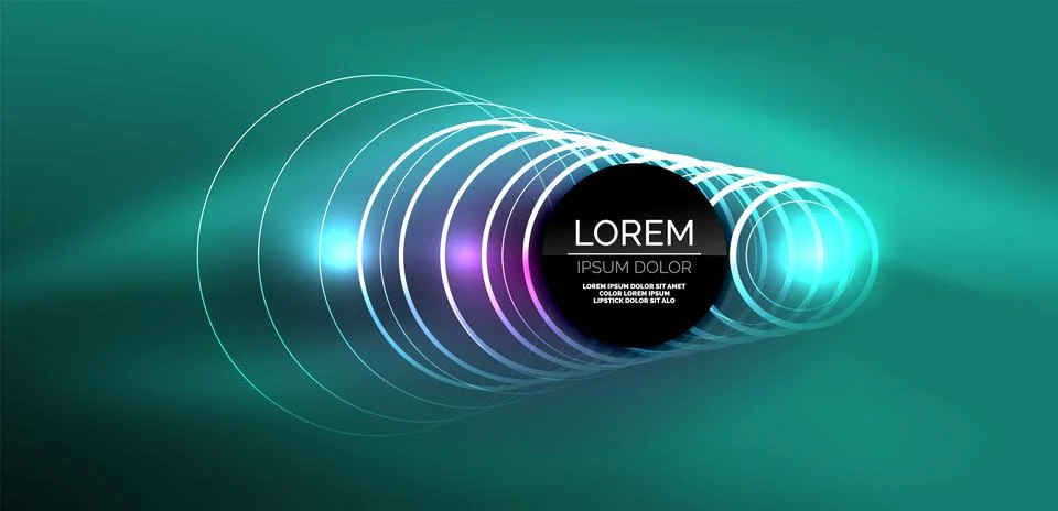 Neon lines and waves abstract background. Techno glowing neon shapes vector Stock Illustration