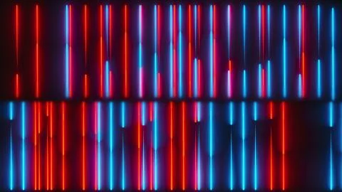 Neon lines background, computer generated 3d render of grid Stock Illustration