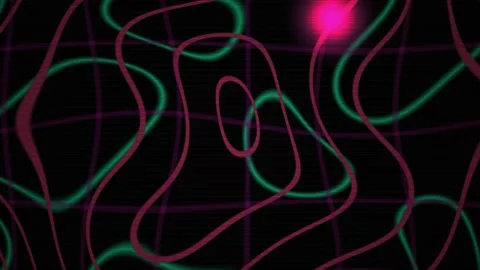 Neon lines on black background grid. Stock Footage 340038442