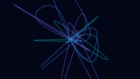 Neon lines form abstract glowing geometric shapes that swirl Stock Footage 346334824