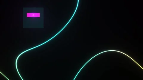 Neon lines glow in dark background with rectangle. Video stock 337486169