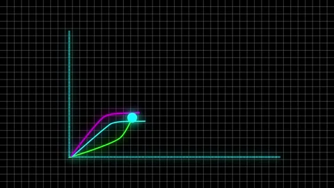 Neon lines growth chart animation data visualization retro 80s style financ.. Video stock 321455713