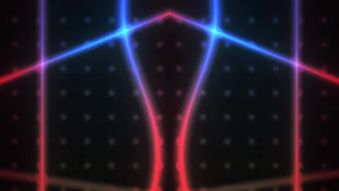 Neon lines intersecting on black background with grid pattern. Stock Footage 336705145