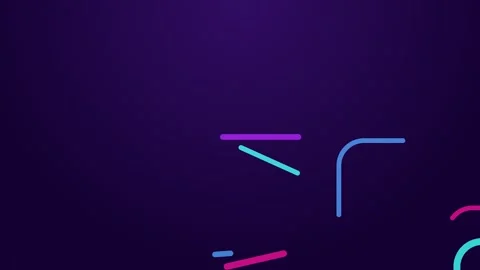 Neon Lines Motion Graphic with Smooth Camera Drift Across Dark Purple Backg.. Stock Footage 340941845