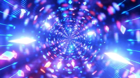 Neon lines reflection tunnel 3d illustration motion design visual Stock Footage 160822314