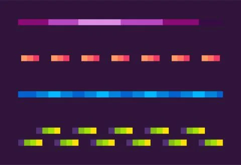Neon Lines Set, Space Pixel Game, Shoot Vector Stock Illustration