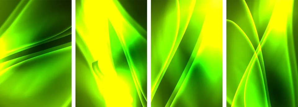 Neon Lines Waves. Abstract Background Poster Collection. Captivating array of Stock Illustration