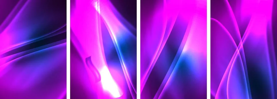 Neon Lines Waves. Abstract Background Poster Collection. Captivating array of Stock-Illustration