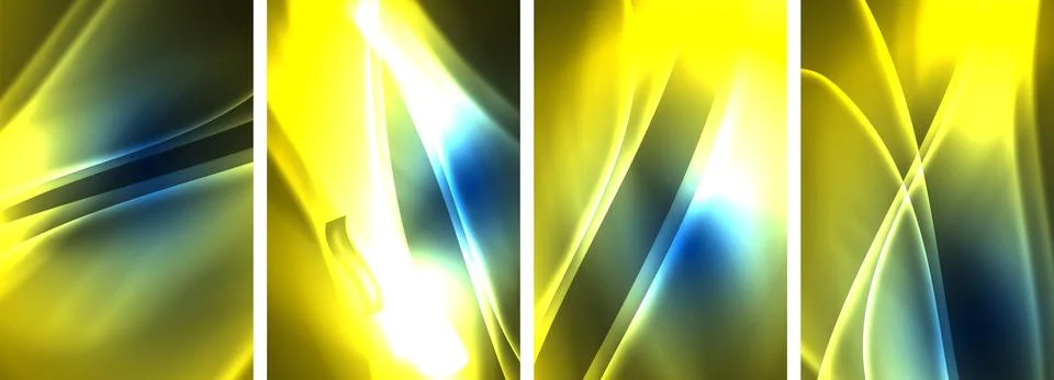 Neon Lines Waves. Abstract Background Poster Collection. Captivating array of Stock Illustration