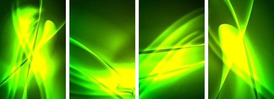 Neon Lines Waves. Abstract Background Poster Collection. Captivating array of Stock-Illustration