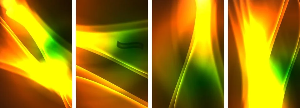 Neon Lines Waves. Abstract Background Poster Collection. Captivating array of 스톡 일러스트
