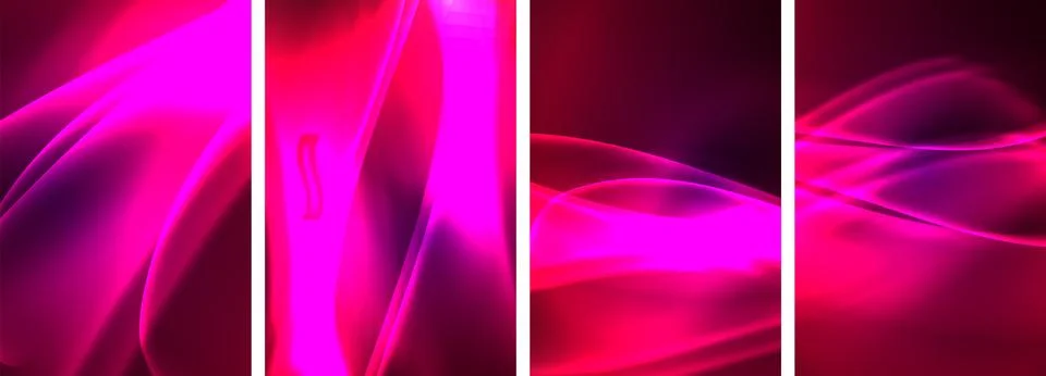 Neon Lines Waves. Abstract Background Poster Collection. Captivating array of Illustrazione stock
