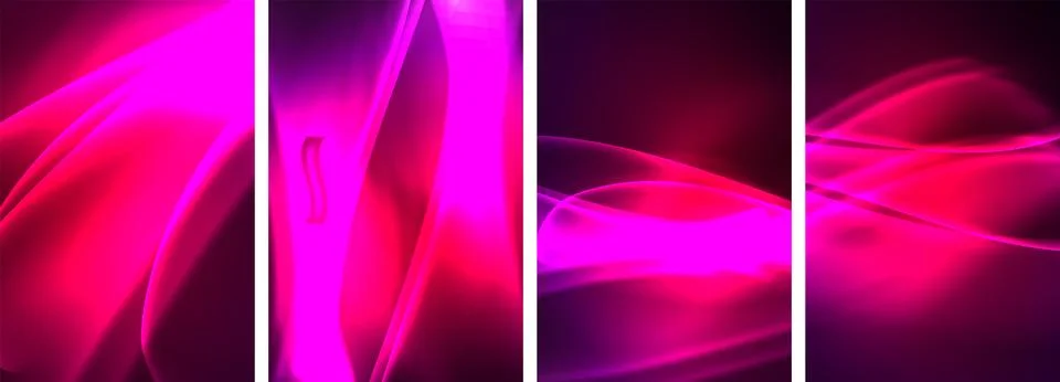 Neon Lines Waves. Abstract Background Poster Collection. Captivating array of Ilustración de archivo