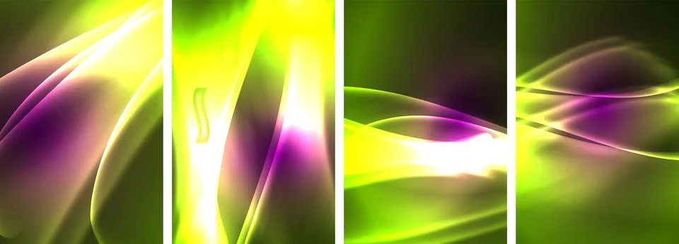 Neon Lines Waves. Abstract Background Poster Collection. Captivating array of Stock Illustration