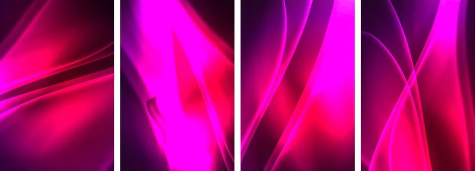Neon Lines Waves. Abstract Background Poster Collection. Captivating array of Stock-Illustration