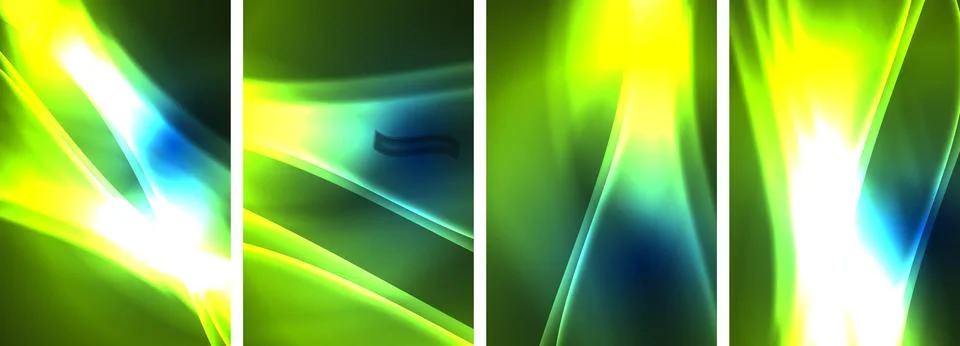 Neon Lines Waves. Abstract Background Poster Collection. Captivating array of Stock-Illustration