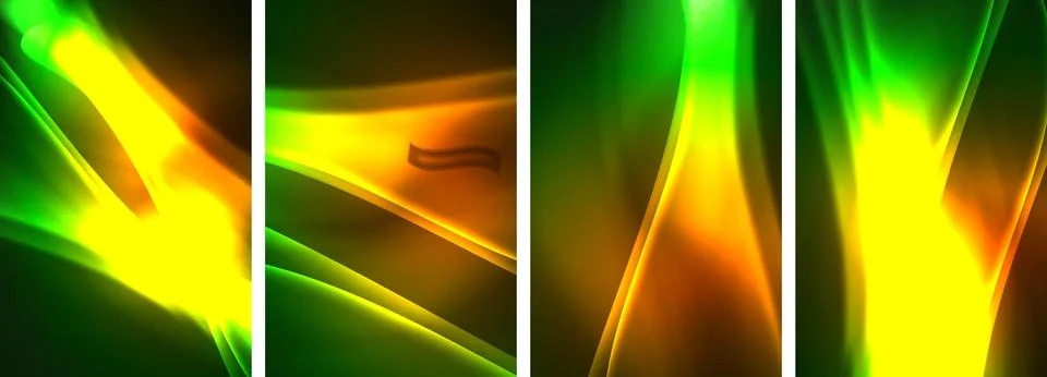 Neon Lines Waves. Abstract Background Poster Collection. Captivating array of Stock-Illustration