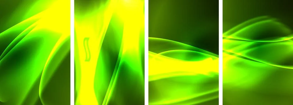 Neon Lines Waves. Abstract Background Poster Collection. Captivating array of Stock Illustration