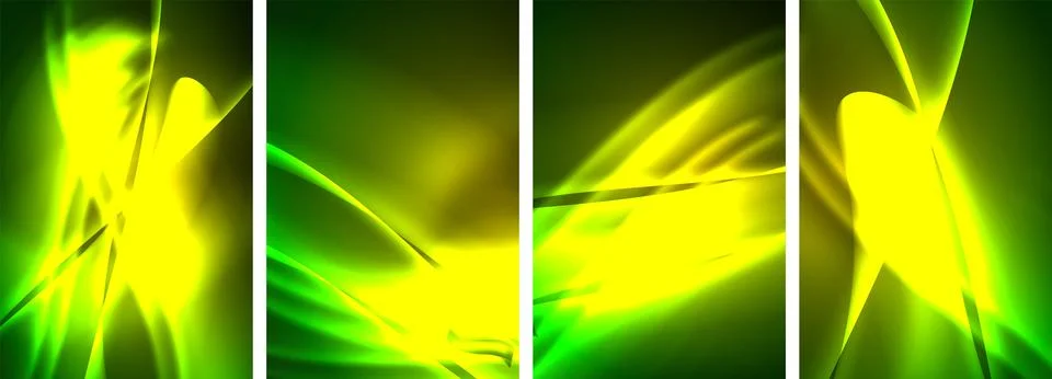 Neon Lines Waves. Abstract Background Poster Collection. Captivating array of Stock Illustration