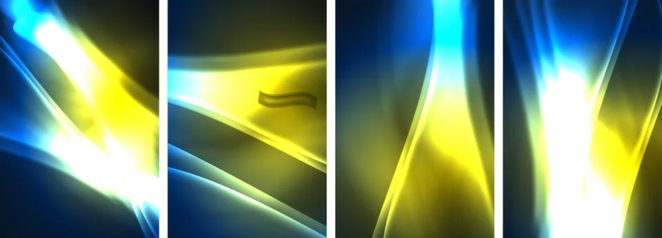 Neon Lines Waves. Abstract Background Poster Collection. Captivating array of Ilustración de archivo