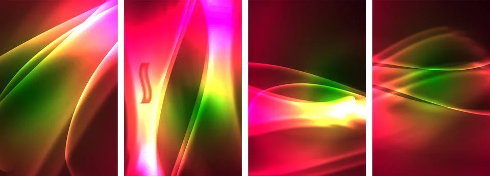 Neon Lines Waves. Abstract Background Poster Collection. Captivating array of 스톡 일러스트