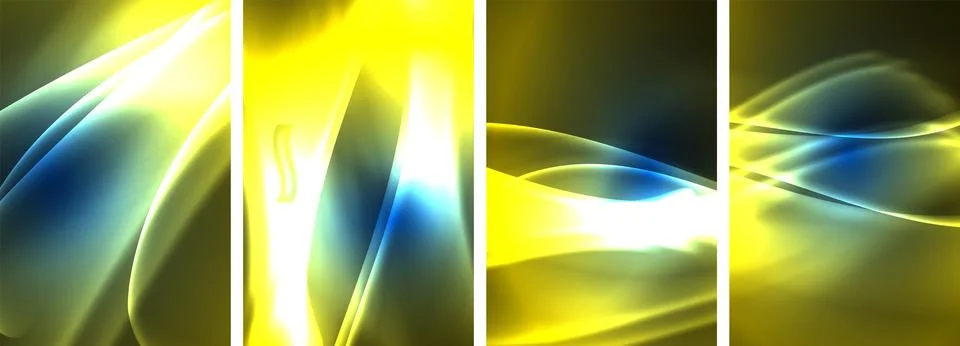 Neon Lines Waves. Abstract Background Poster Collection. Captivating array of Stock Illustration