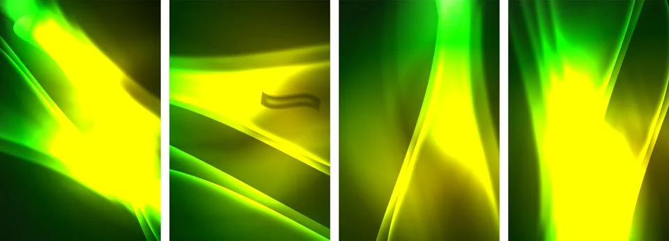 Neon Lines Waves. Abstract Background Poster Collection. Captivating array of Stock-Illustration