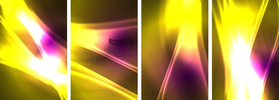 Neon Lines Waves. Abstract Background Poster Collection. Captivating array of Stock Illustration