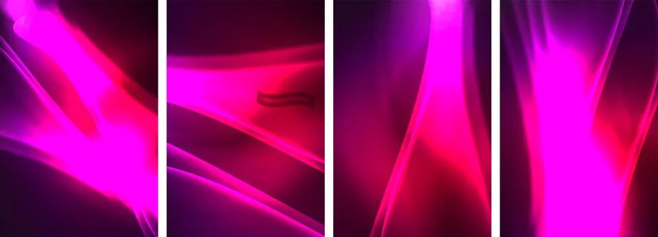 Neon Lines Waves. Abstract Background Poster Collection. Captivating array of Stock Illustration
