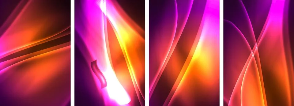 Neon Lines Waves. Abstract Background Poster Collection. Captivating array of Stock Illustration