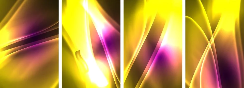 Neon Lines Waves. Abstract Background Poster Collection. Captivating array of Stock Illustration