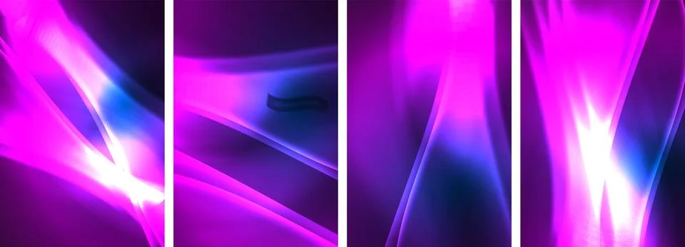 Neon Lines Waves. Abstract Background Poster Collection. Captivating array of Stock Illustration