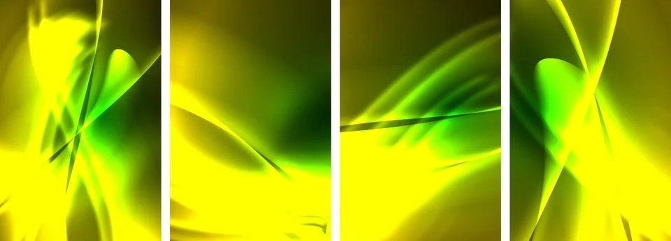 Neon Lines Waves. Abstract Background Poster Collection. Captivating array of Stock Illustration