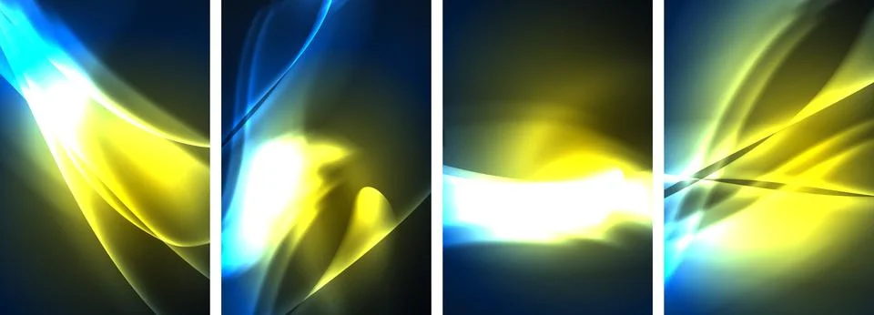 Neon Lines Waves. Abstract Background Poster Collection. Captivating array of Stock Illustration