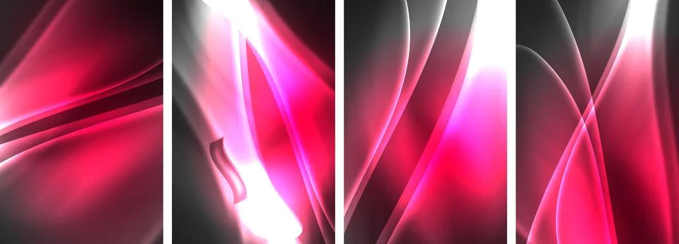 Neon Lines Waves Abstract Background Poster Collection for wallpaper, business Stockillustratie