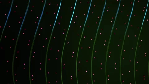 Neon Lines Waving on Dark Background with Glowing Particles for Tech Presen.. Stock Footage 343738096