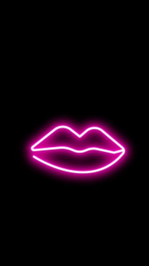 Neon Lips Pink Glowing Line Art Vertical Видео 344764896