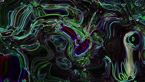 Neon Liquid Abstract Flow on Dark Background Stock Footage 330141941