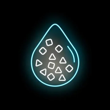 Neon liquid drop containing dissolving particles icon Illustrazione stock