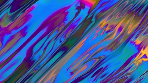 Neon Liquid Holographic Background. Smooth Silk Surface With Ripples. 4K Stock Footage 195094202