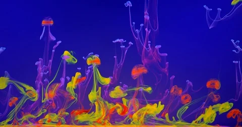 Neon Liquid Smoke Blue Orange Red Stock Footage 123799951