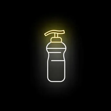 Neon liquid soap dispenser icon for hygiene concept Stock Illustration