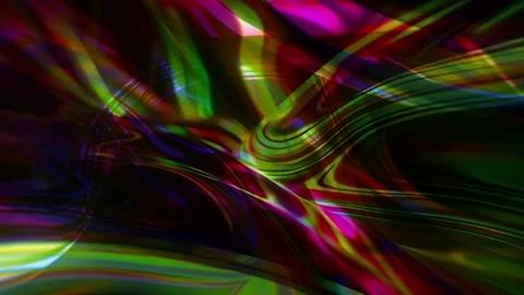 Neon Liquid Swirl with Psychedelic Light Trails on Dark Abstract Background Видео 332331190