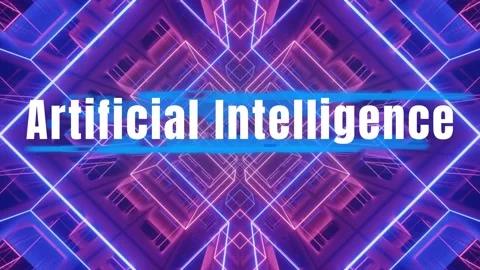 Neon lit artificial intelligence concept with purple Stock Footage 336590887