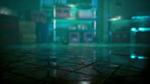 Neon-lit Asian bar empty of customers Stock Illustration