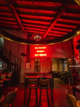 Neon-Lit Bar Interior Stock Photos